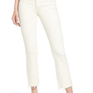Rag & Bone Nina High Waist Raw Hem Ankle Flare Jeans Cream Size 27